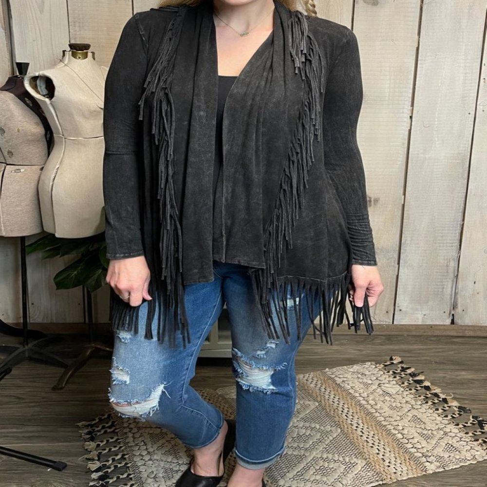 BULLY Dangling FRINGE Open Front CARDIGAN Dazzling FRINGE JACKET Priced CHEAP
